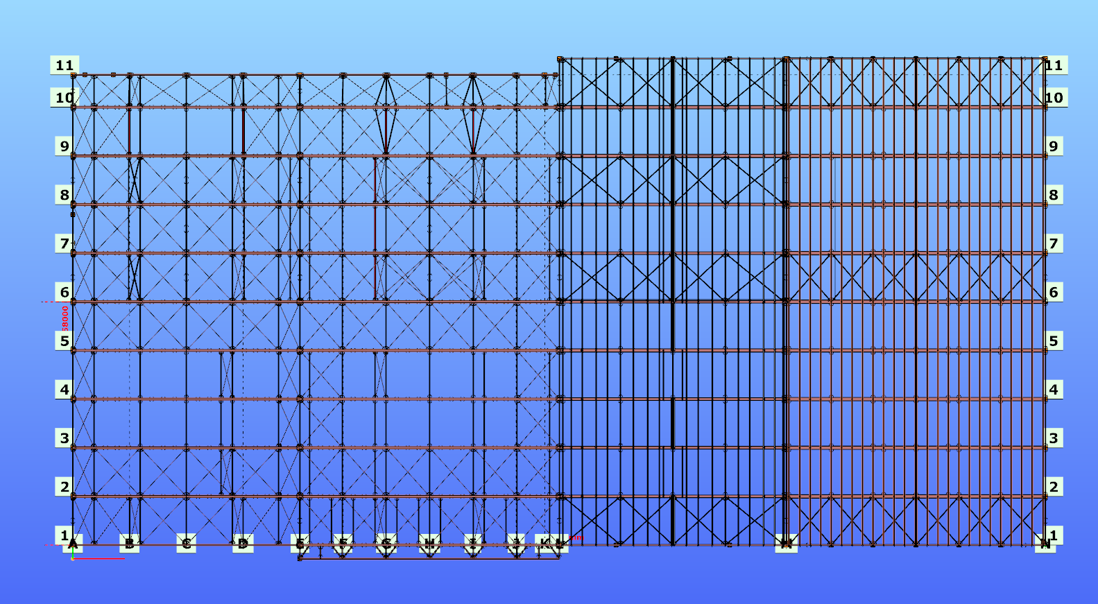 FRAME ELEVATION · full-height bracing layout